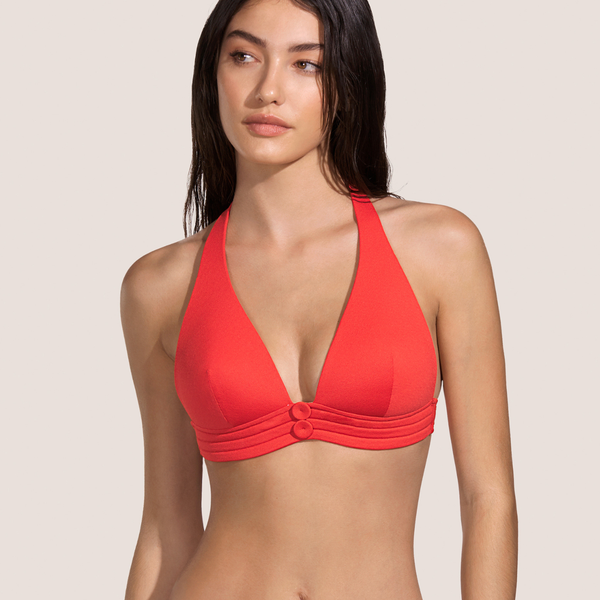 Rodero Padded Triangle Bikini Top in Fiesta Red