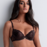 Crazy in Love Moulded Plunge Bra in Satin Brown