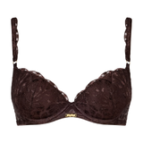 Crazy in Love Moulded Plunge Bra in Satin Brown