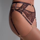 Crazy in Love Suspender Belt in Satin Brown