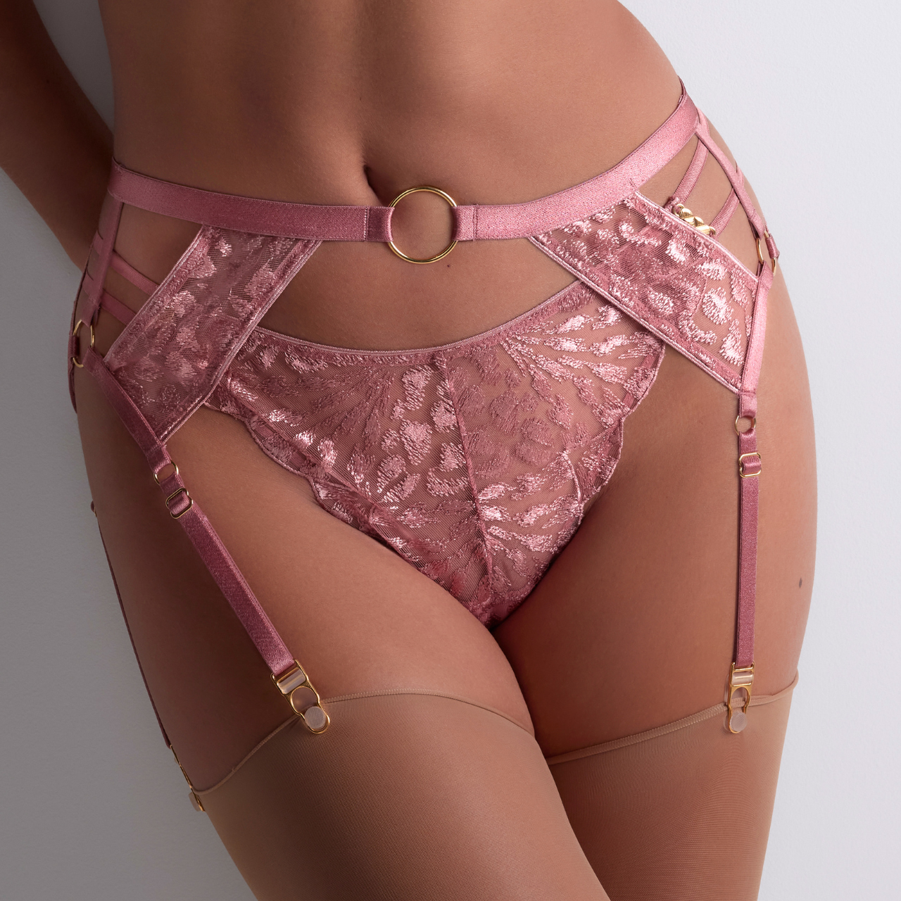 Aubade Crazy in Love Suspender Belt in Warm Pink | Caroline Randell Luxury Lingerie Aubade Crazy in Love Suspender Belt in Warm Pink | Caroline Randell Luxury Lingerie