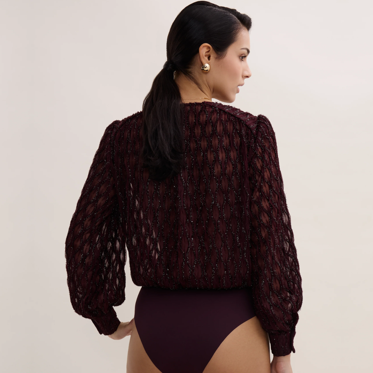 Long Sleeve Bodysuit in Supreme Burgundy