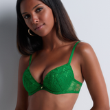 Losing My Mind Padded Plunge Bra in Green Island