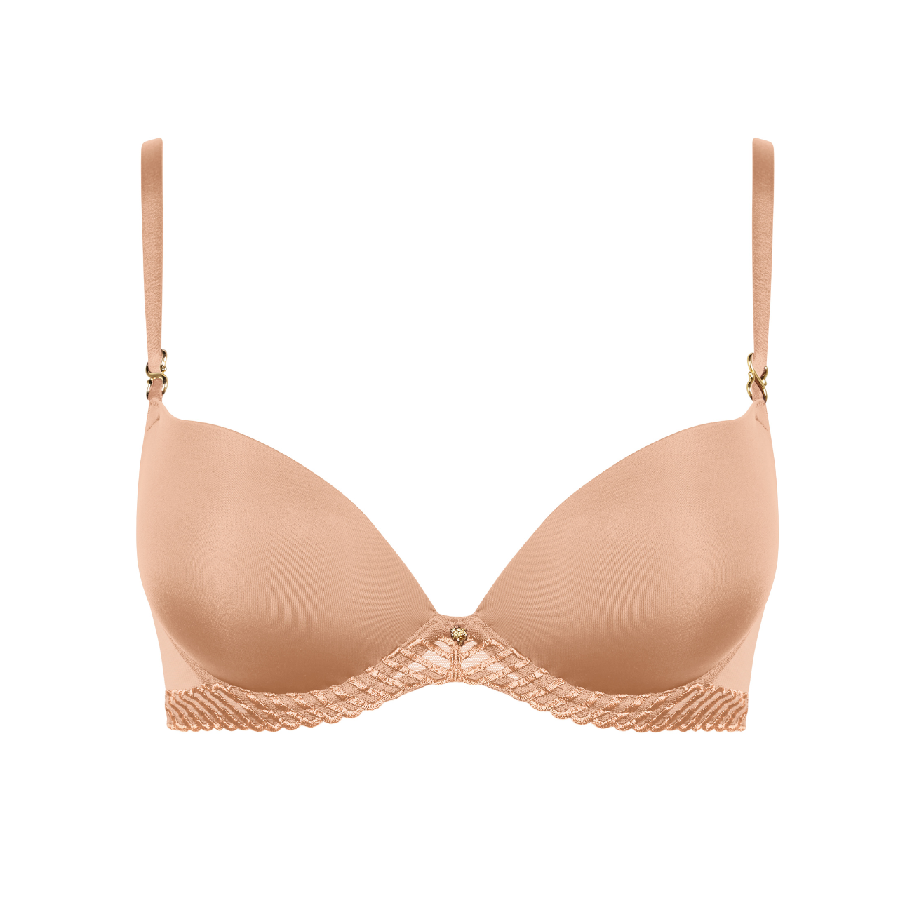 Sheer Emotion Moulded Plunge Bra in Sand