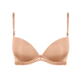 Sheer Emotion Moulded Plunge Bra in Sand