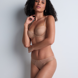 Sheer Emotion Moulded Plunge Bra in Sand