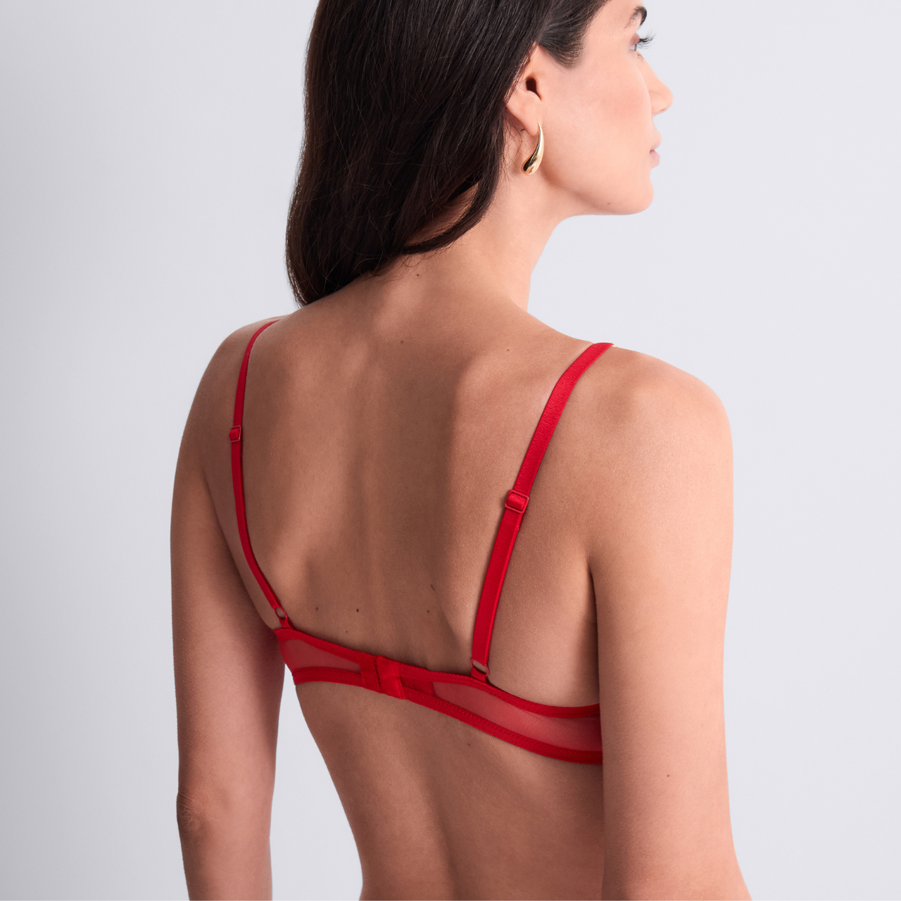 Sheer Emotion Underwired Triangle Bra in Diva Red