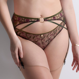 Sound of Heart Suspender Belt in Dark Garden