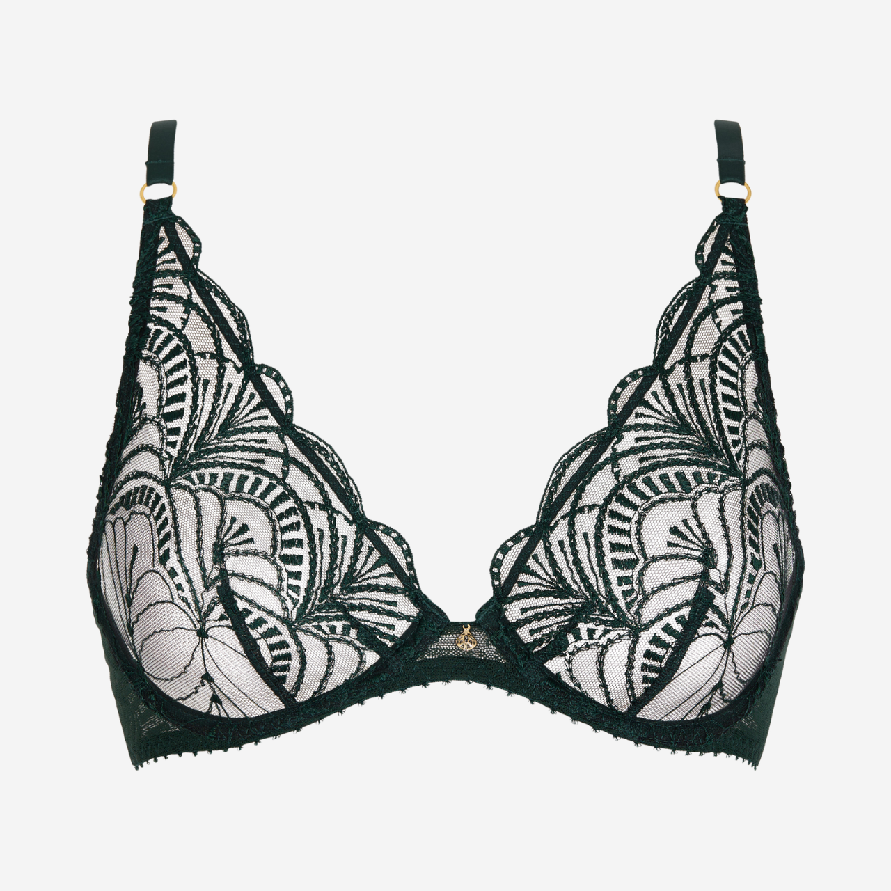 Vibes Underwired Triangle Plunge Bra in Mysterious Green
