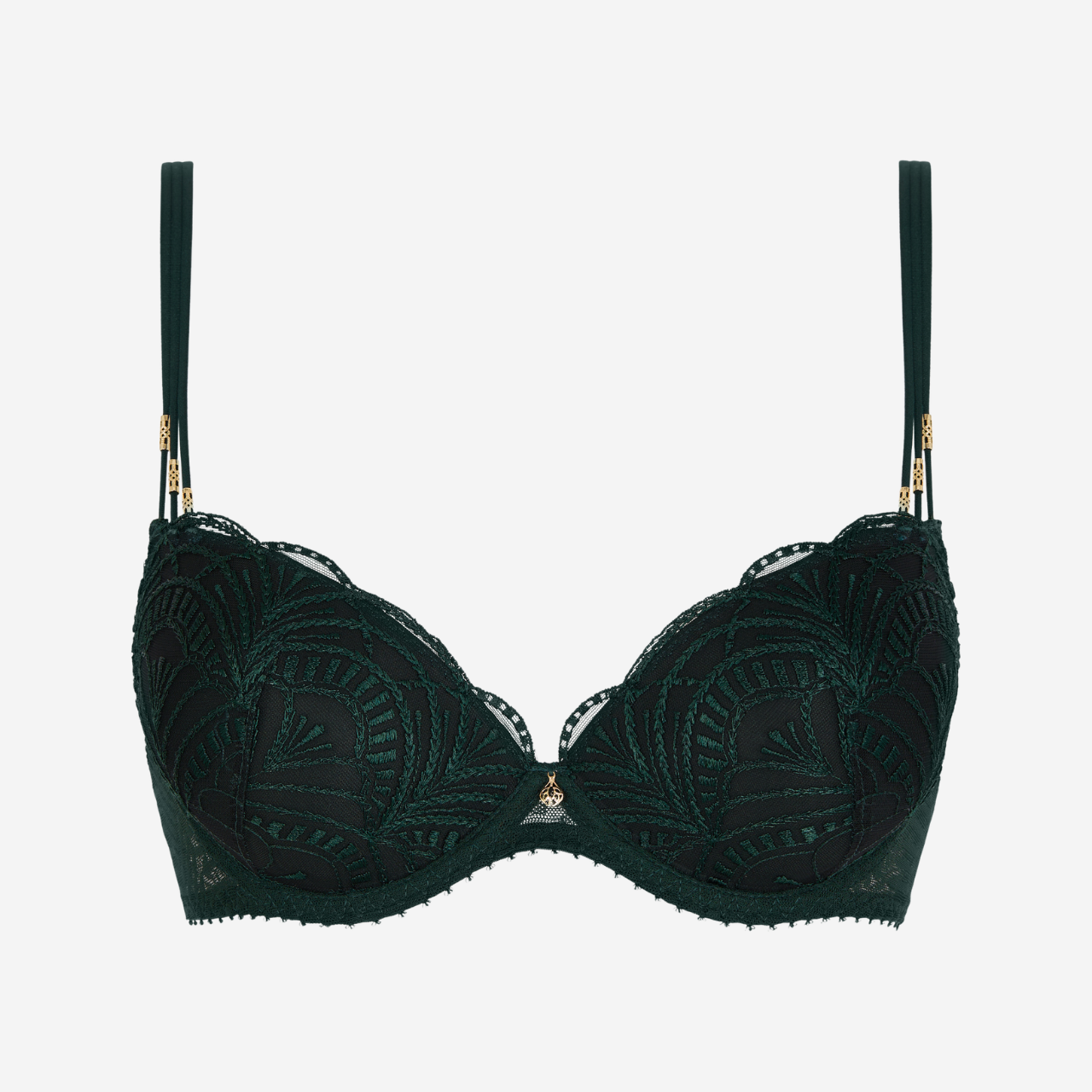 Vibes Padded Plunge Bra in Mysterious Green