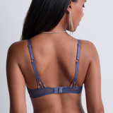 Vibes Underwired Triangle Plunge Bra in Denim
