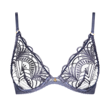 Vibes Underwired Triangle Plunge Bra in Denim