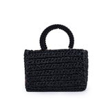 Keira Black Crochet Beaded Handle Bag