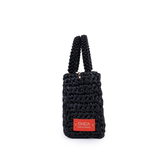 Keira Black Crochet Beaded Handle Bag