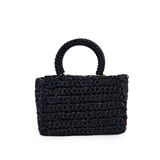 Keira Black Crochet Beaded Handle Bag