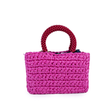 Keira Fuchsia Crochet Beaded Handle Bag