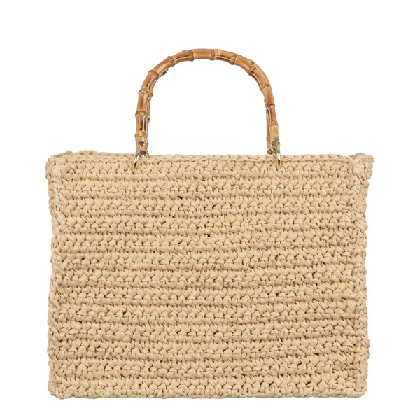 Luna Straw Crochet Bamboo Handle Bag