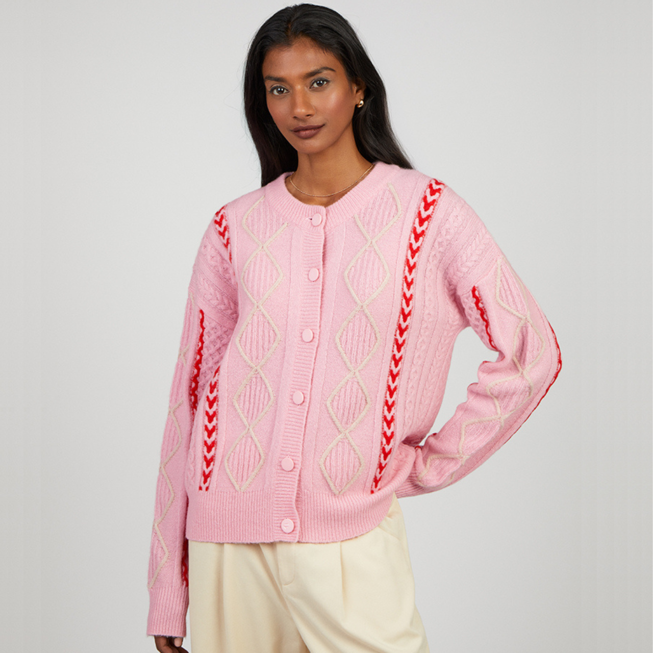 Cocoa Cashmere Ensley Pastel Pink Wool Cashmere Cardigan