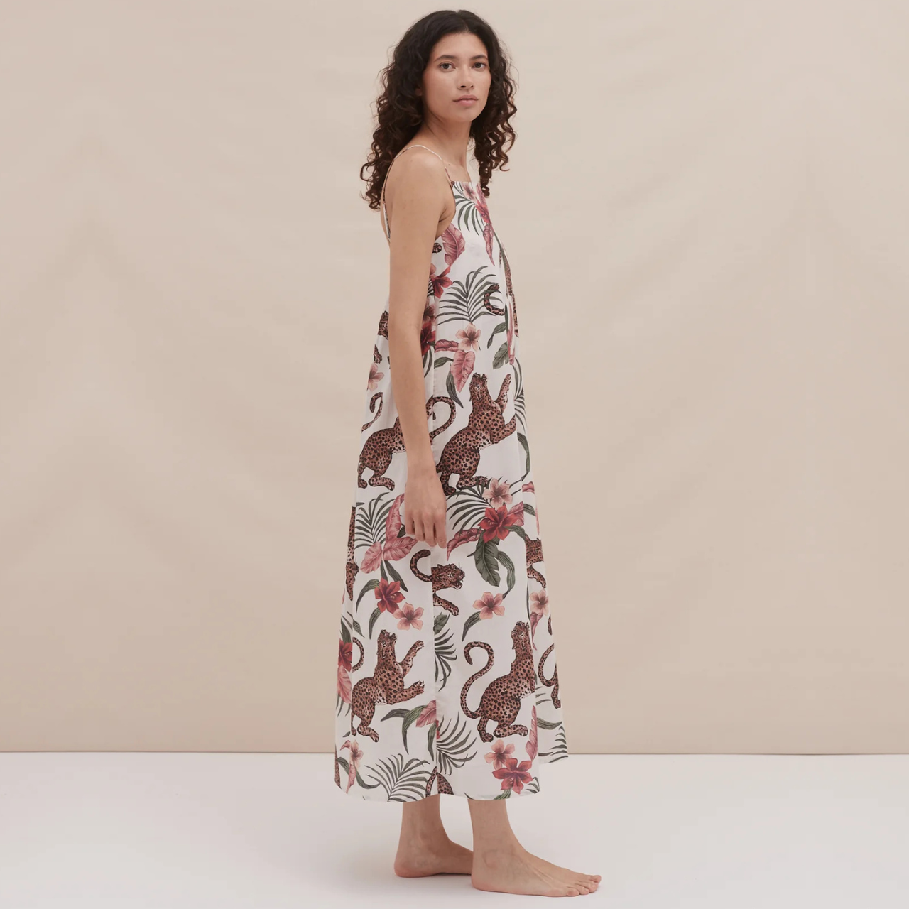 Square Nightie Soleia Leopard Print Cream