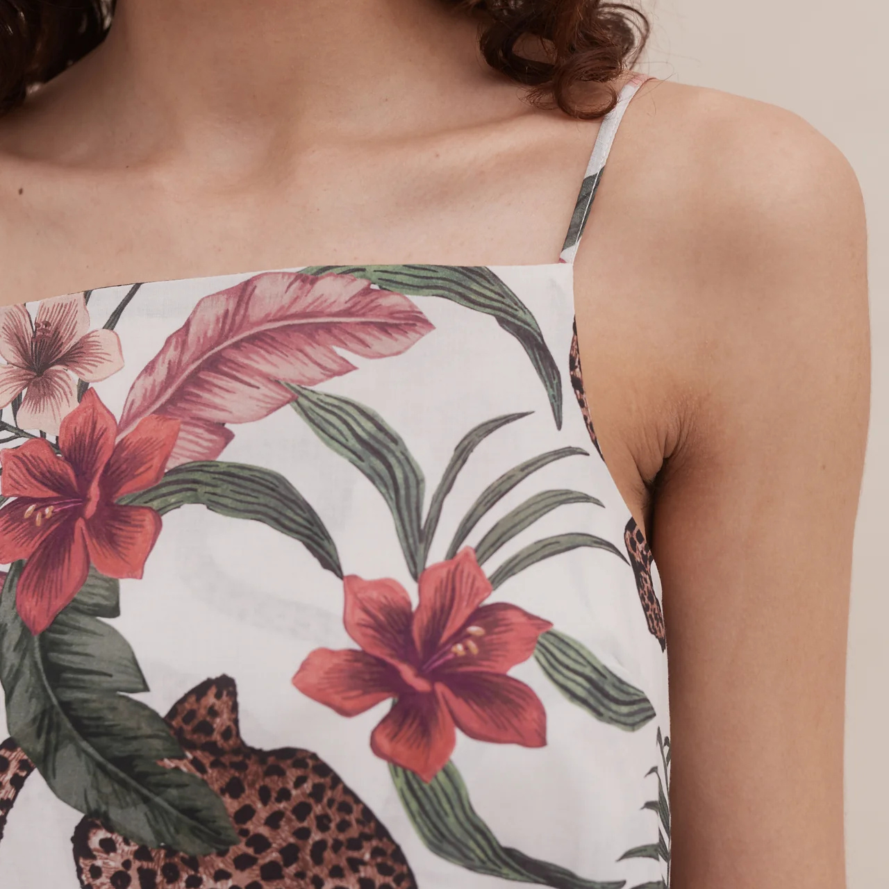 Square Nightie Soleia Leopard Print Cream
