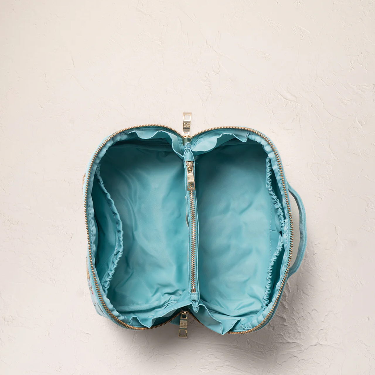 Celestial Tigers Flat Makeup Bag in Dusky Teal