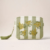 Mimosa Stripe Canvas Printed Wash Bag in Green