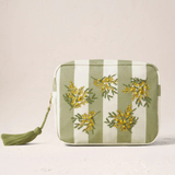 Mimosa Stripe Canvas Printed Wash Bag in Green
