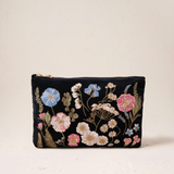 Pressed Flowers Everyday Pouch In Charcoal