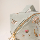 Pressed Flowers Open Flat Makeup Bag in Sage