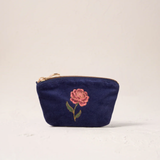 Rose Velvet Coin Purse in Navy