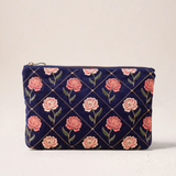 Rose Velvet Everyday Pouch in Navy