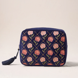 Rose Velvet Wash Bag in Navy