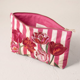 Tulip Stripe Canvas Printed Everyday Pouch in Pink