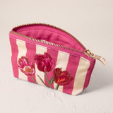Tulip Stripe Canvas Printed Coin Purse in Pink