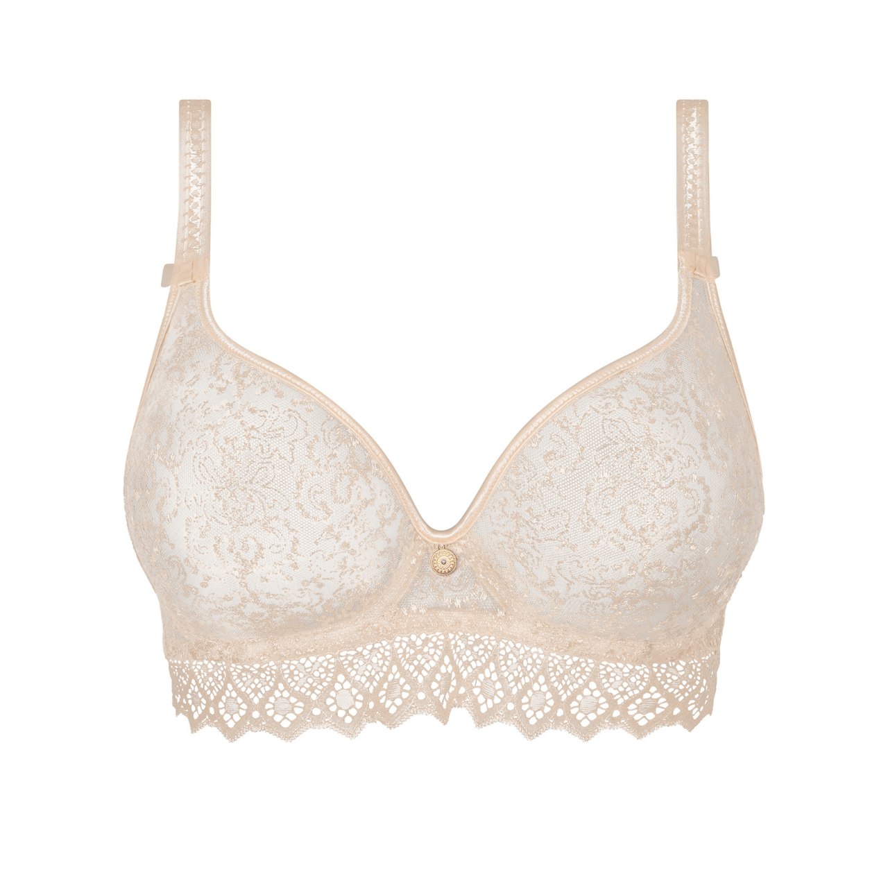 Cassiopee Seamless Plunge T-shirt Bra in Creamy Beige