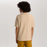 Summer Knits Short Sleeve Shirt in Gold Cumin Stripe