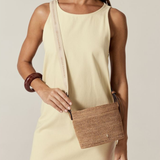 Nalin Raffia Crochet Crossbody Bag In Nougat