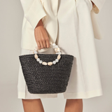 Narce Basket Bag in Charcoal/Natural