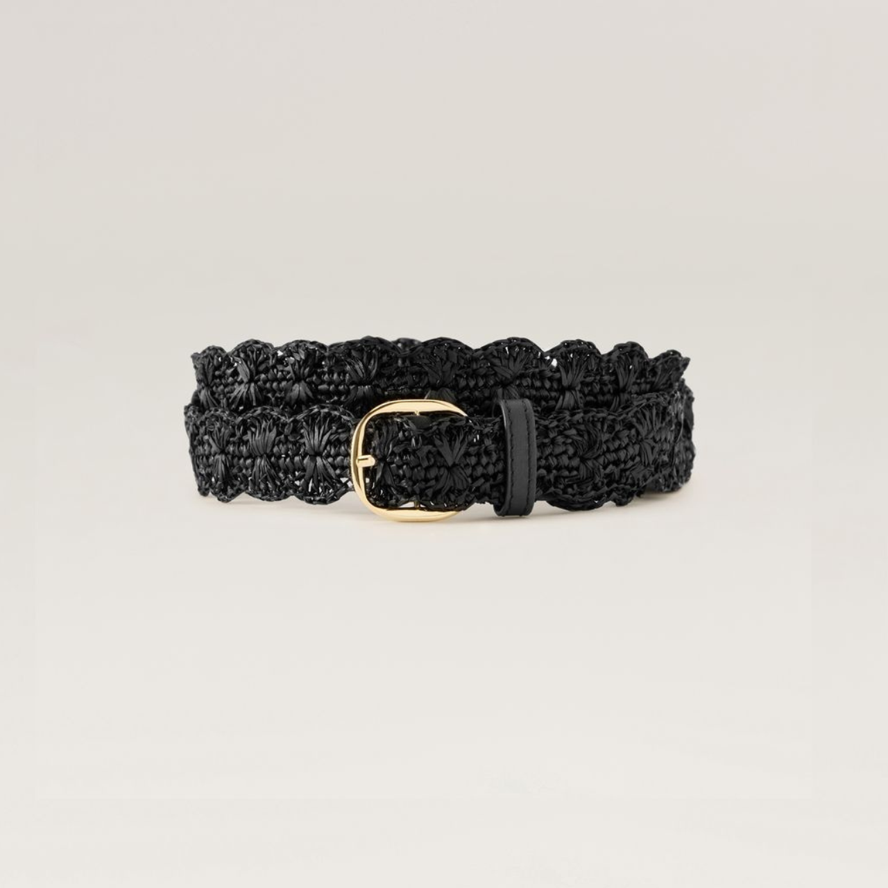 Sara Raffia Crochet Belt in Charcoal