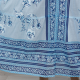 Cherry Blossom Print V-Neck Loose Maxi Dress in China Blue