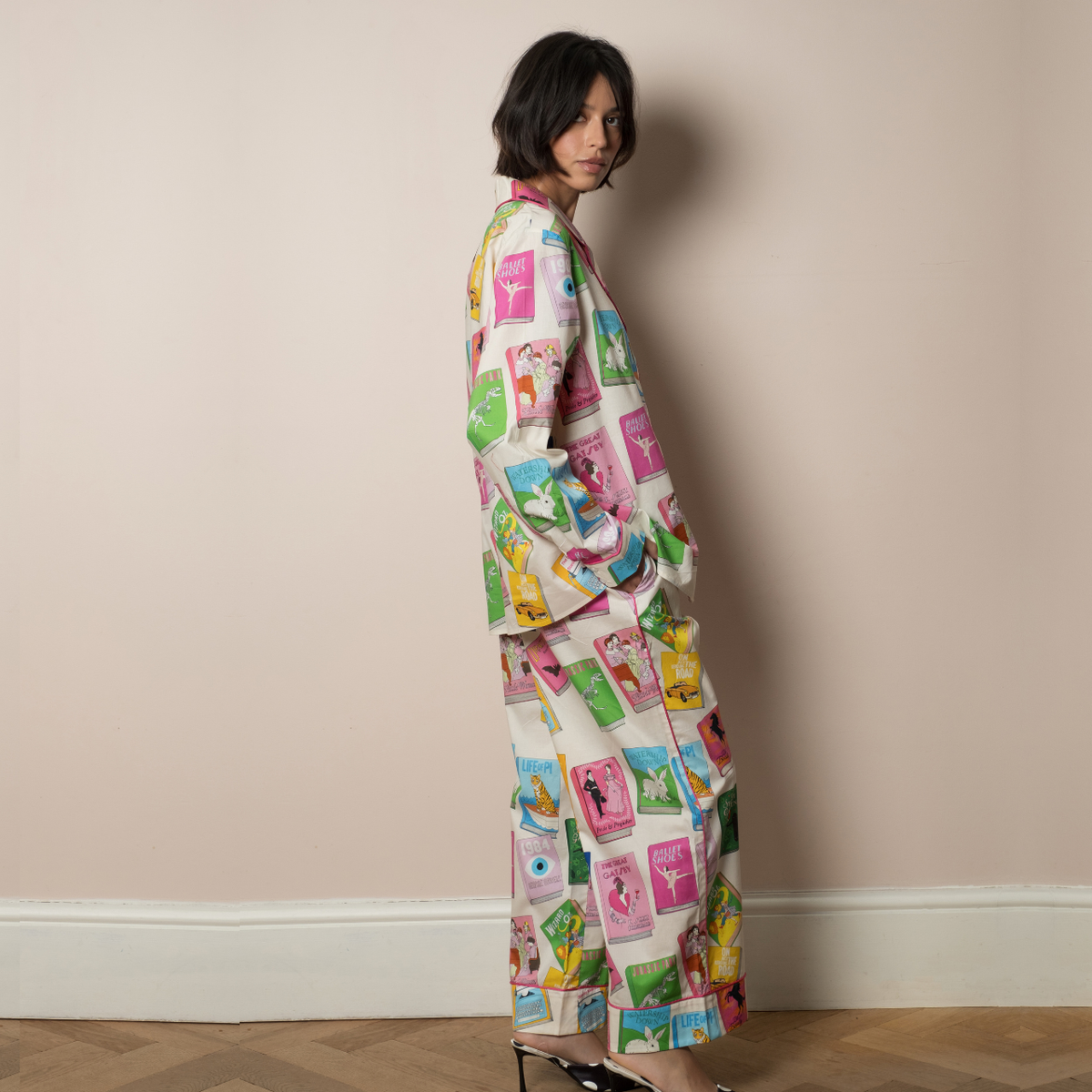 Book Covers Cotton Pyjama Set in Ivory