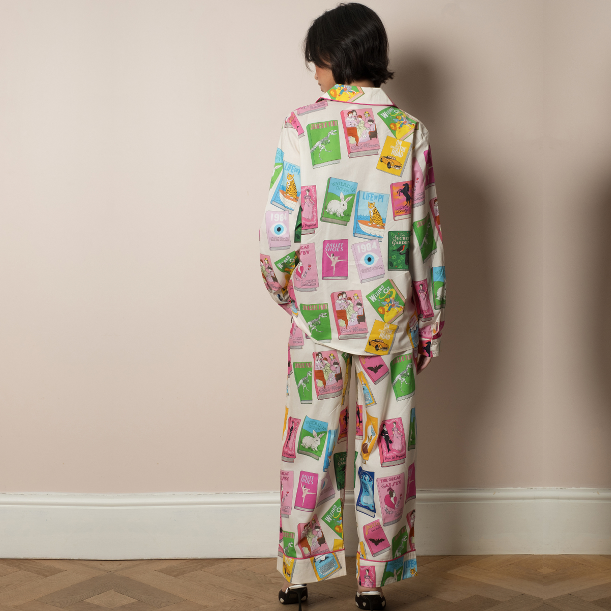 Book Covers Cotton Pyjama Set in Ivory