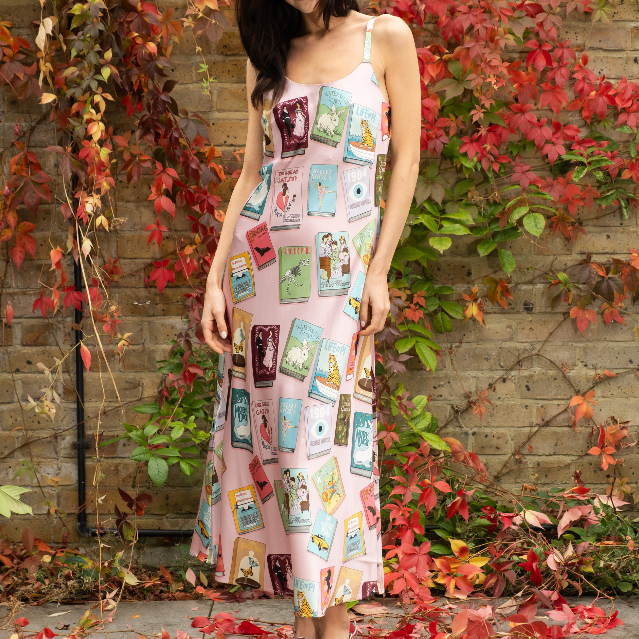 Book Covers Silk Slip Dress in Pale Pink