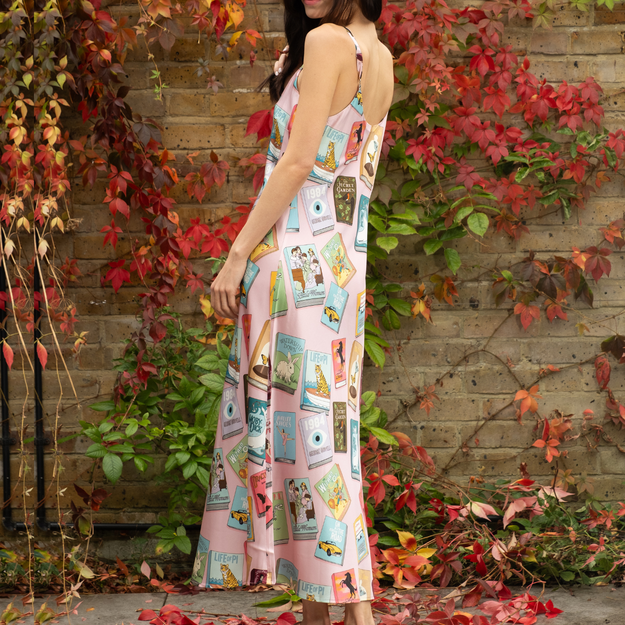 Book Covers Silk Slip Dress in Pale Pink