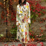 Leopards Can't Change Their Spots Long Silk Robe in Ivory