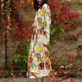 Leopards Can't Change Their Spots Long Silk Robe in Ivory