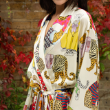 Leopards Can't Change Their Spots Long Silk Robe in Ivory