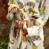 Leopards Can't Change Their Spots Long Silk Robe in Ivory