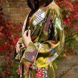 Leopards Can't Change Their Spots Long Silk Robe in Olive