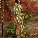 Leopards Can't Change Their Spots Long Silk Robe in Olive